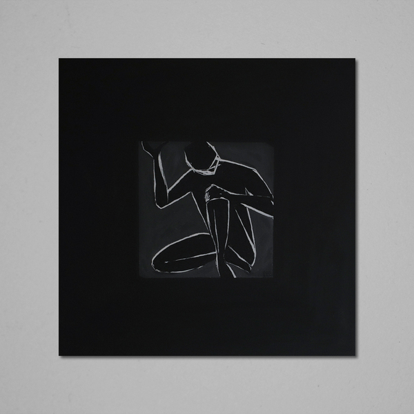 Claustrophobia dark monochrome canvas painting acrylic color 50x50 - πίνακες & κάδρα, πίνακες ζωγραφικής