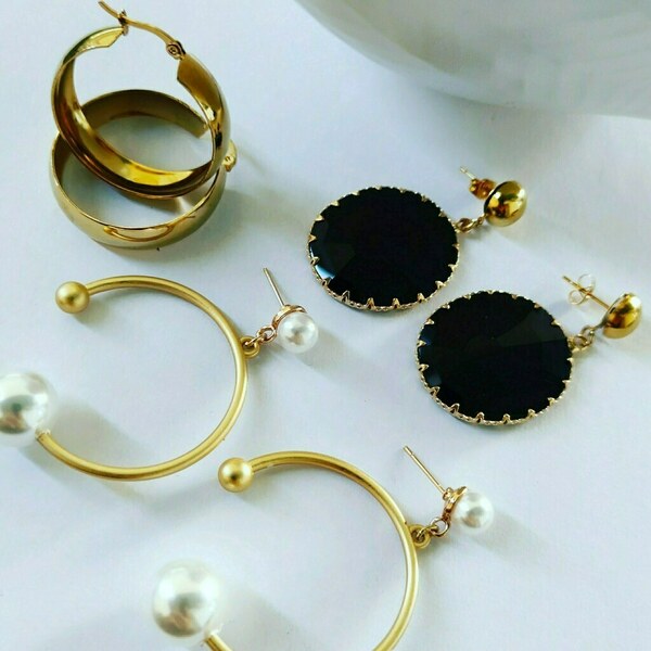 Κρεμαστά σκουλαρίκια σε χρώμα μαύρο/Χρυσό - μακριά, boho, κρεμαστά, μεγάλα, φθηνά - 4