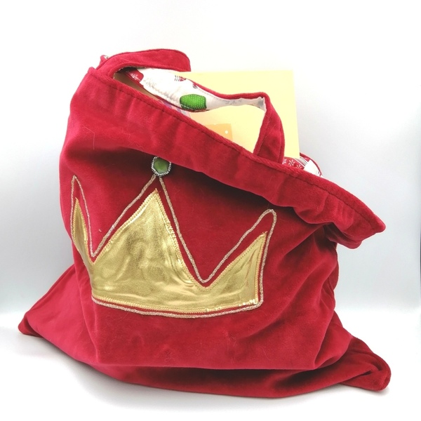 Τσάντα ,από κόκκινο βελουτέ ύφασμα,40χ45cm - ύφασμα, ώμου, χριστούγεννα, χριστουγεννιάτικα δώρα - 2