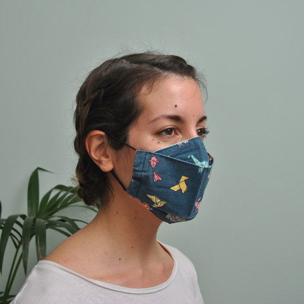 Μάσκα προσώπου με θήκη πολλαπλών χρήσεων, βαμβακερή, Green Leaves - μάσκες προσώπου - 5
