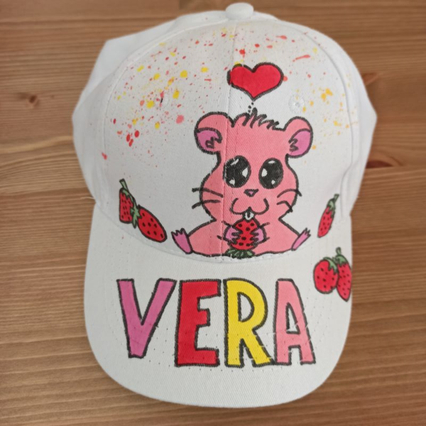 παιδικό καπέλο jockey με όνομα και θέμα cute hamster ( χάμστερ ) - δώρο, όνομα - μονόγραμμα, personalised, καπέλα, ζωάκια - 2
