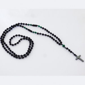 Ανδρικό χειροποίητο Ροζάριο hematite cross - malachite - ημιπολύτιμες πέτρες, σταυρός, κολιέ, ροζάριο, δώρα για άντρες - 4