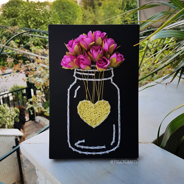 Ξύλινο διακοσμητικό με σχέδιο βάζο με χάρτινα λουλούδια 22x15cm - ξύλο, λουλούδια, γιαγιά, διακοσμητικά - 4