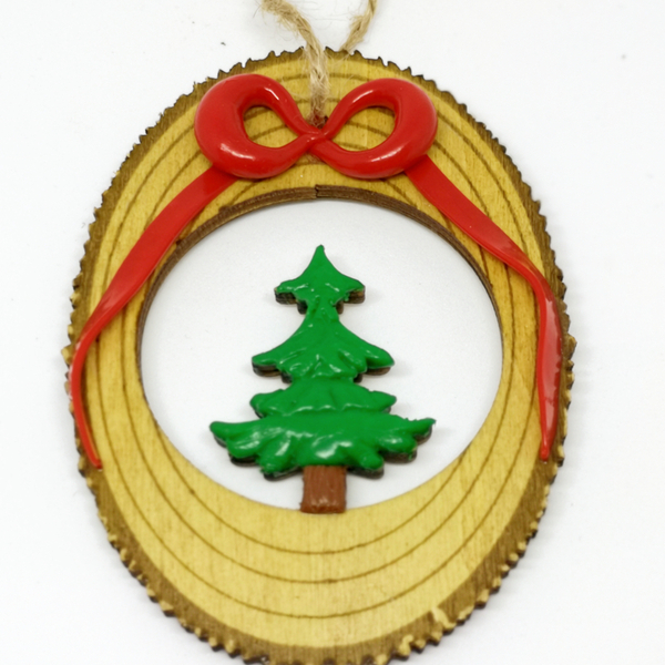 Σετ στολίδια Χριστουγεννιάτικα ξύλινα - ξύλο, δέντρα, χριστουγεννιάτικα δώρα, στολίδια, ξύλινα διακοσμητικά - 4