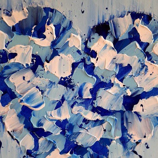 Χειροποίητος πίνακας ζωγραφικής - blue heart - πίνακες & κάδρα, πίνακες ζωγραφικής - 2