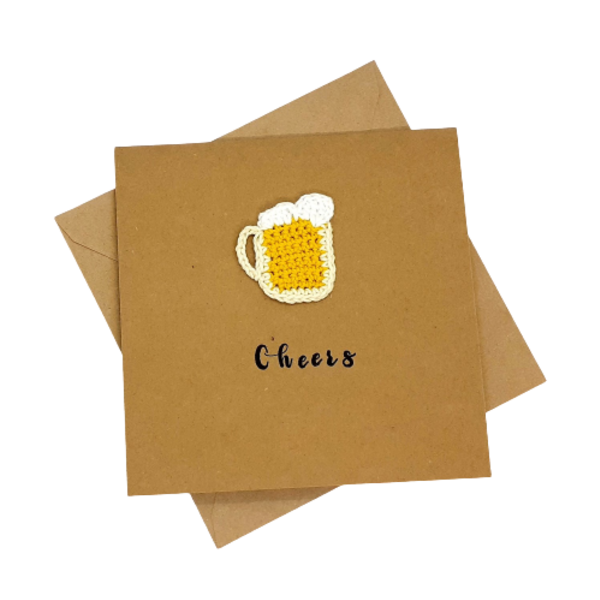 Ευχετήρια κάρτα (βελονάκι) - Μπύρα - ανδρικά, αγόρι, crochet, γενέθλια, γενική χρήση