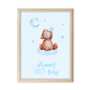 Παιδικό καδράκι "Αρκουδάκι στα σύννεφα" - πίνακες & κάδρα, κορίτσι, αγόρι, αρκουδάκι, παιδικά κάδρα - 3