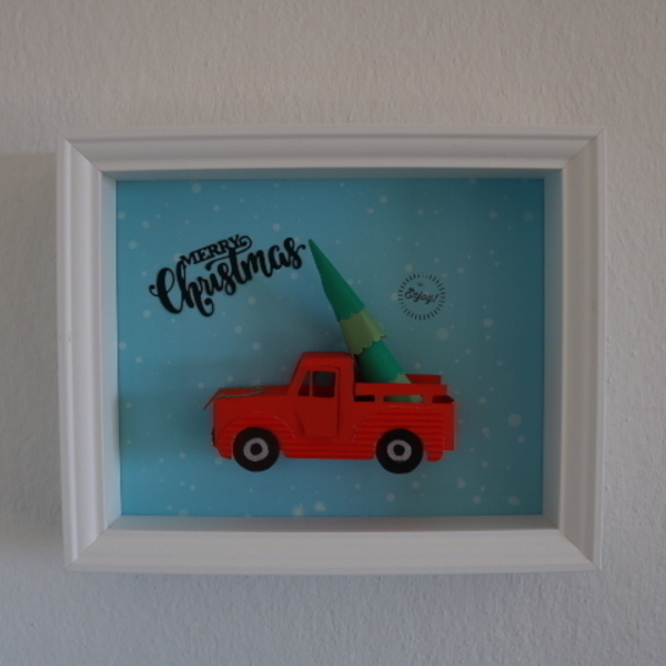 Καδράκι "Christmas Truck" - πίνακες & κάδρα, χριστουγεννιάτικο δέντρο, διακοσμητικά, χριστουγεννιάτικα δώρα