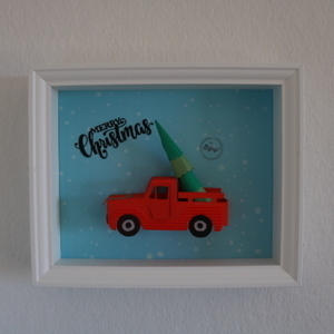 Καδράκι "Christmas Truck" - πίνακες & κάδρα, διακοσμητικά, χριστουγεννιάτικα δώρα