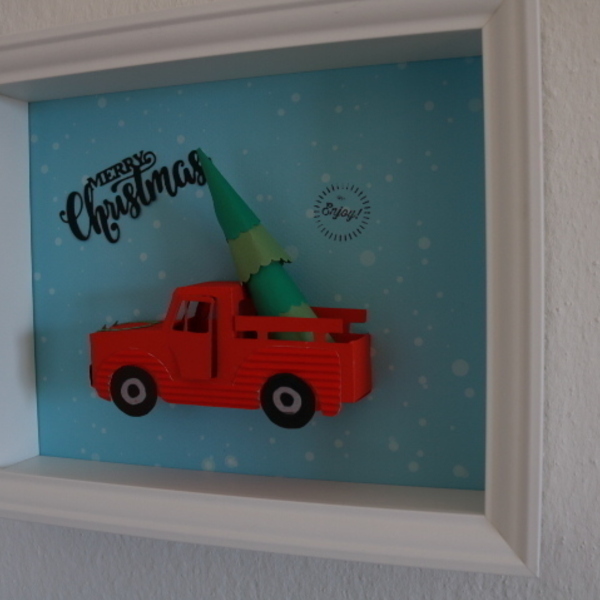 Καδράκι "Christmas Truck" - πίνακες & κάδρα, χριστουγεννιάτικο δέντρο, διακοσμητικά, χριστουγεννιάτικα δώρα - 2