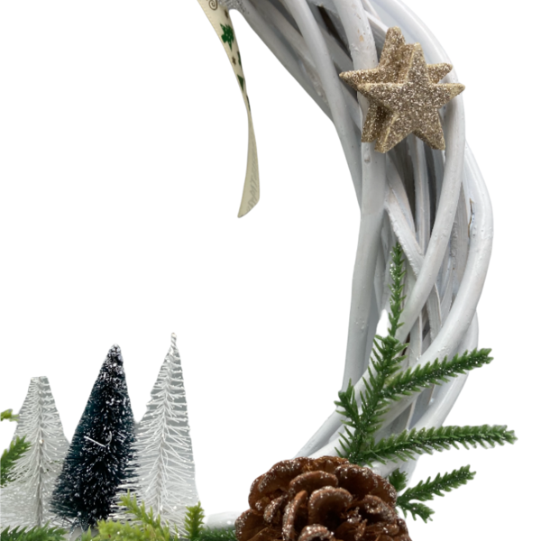 Χειροποιητο Χριστουγεννιατικο Διακοσμητικο Στεφανι με δεντρακια και κουκουναρια διαμ. 27x27 εκατ - στεφάνια, χριστουγεννιάτικο, διακοσμητικά, χριστουγεννιάτικα δώρα - 3