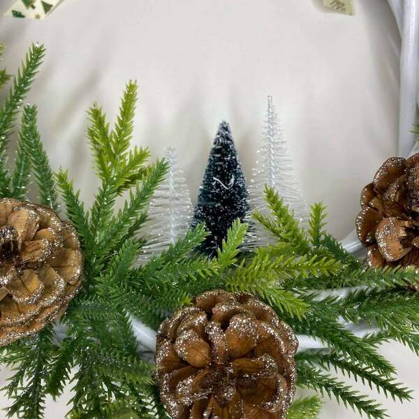 Χειροποιητο Χριστουγεννιατικο Διακοσμητικο Στεφανι με δεντρακια και κουκουναρια διαμ. 27x27 εκατ - στεφάνια, χριστουγεννιάτικο, διακοσμητικά, χριστουγεννιάτικα δώρα - 4