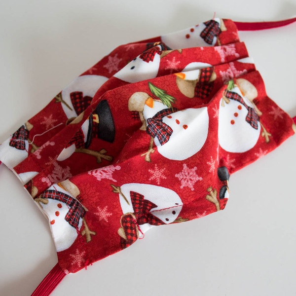 Μάσκα προσώπου χριστουγεννιάτικη ενηλίκων υφασμάτινη με θήκη για φίλτρο και έλασμα (κόκκινη) - γυναικεία, ανδρικά, χριστουγεννιάτικο, χριστουγεννιάτικα δώρα, μάσκες προσώπου - 2