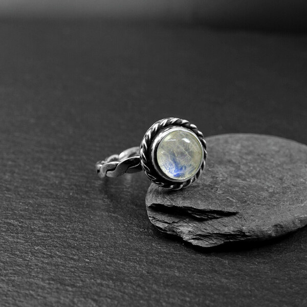" Magical Moonstone " - Χειροποίητο δαχτυλίδι από ασήμι 925 με ημιπολύτιμο λίθο Φεγγαρόπετρα!!! - μικρά, σταθερά, ημιπολύτιμες πέτρες, φεγγαρόπετρα, ασήμι - 3