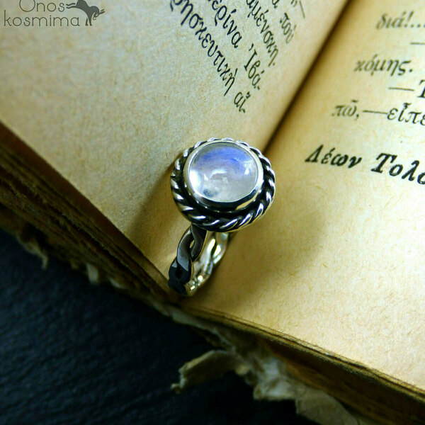 " Magical Moonstone " - Χειροποίητο δαχτυλίδι από ασήμι 925 με ημιπολύτιμο λίθο Φεγγαρόπετρα!!! - μικρά, σταθερά, ημιπολύτιμες πέτρες, φεγγαρόπετρα, ασήμι - 5