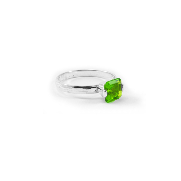 " Silver Green Peridot " - Χειροποίητο ασημένιο 925 δαχτυλίδι με ημιπολύτιμο λίθο Περίδοτο (8mm) ! - ημιπολύτιμες πέτρες, ασήμι 925, μικρά, σταθερά