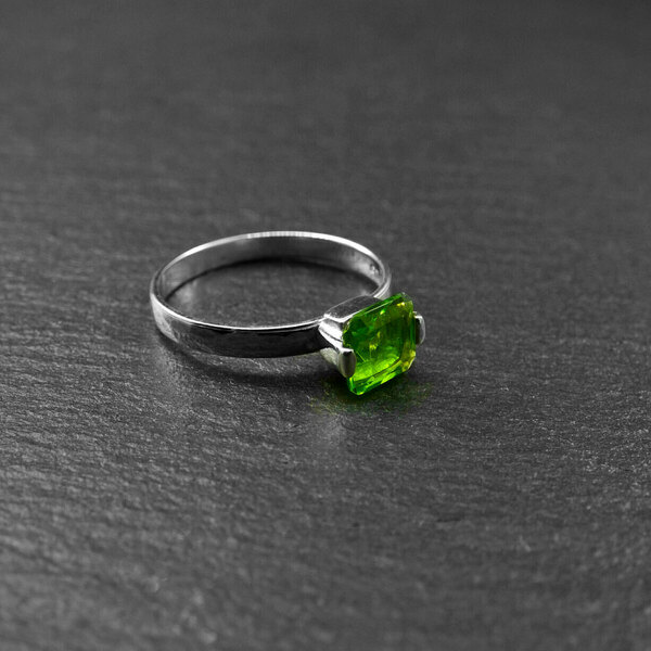 " Silver Green Peridot " - Χειροποίητο ασημένιο 925 δαχτυλίδι με ημιπολύτιμο λίθο Περίδοτο (8mm) ! - ημιπολύτιμες πέτρες, ασήμι 925, μικρά, σταθερά - 2