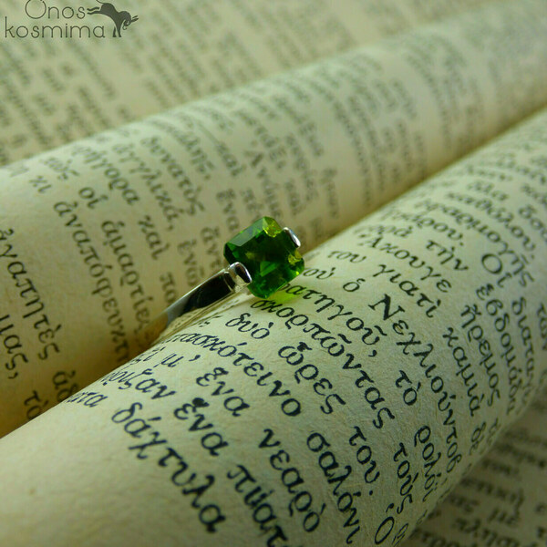 " Silver Green Peridot " - Χειροποίητο ασημένιο 925 δαχτυλίδι με ημιπολύτιμο λίθο Περίδοτο (8mm) ! - ημιπολύτιμες πέτρες, ασήμι 925, μικρά, σταθερά - 4