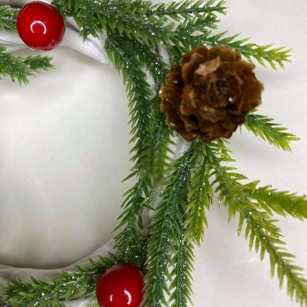 Χειροποιητο διακοσμητικο ασπρο βεργινο στεφανακι για κηροπηγιο - στεφάνια, σπίτι, ρεσώ & κηροπήγια, χριστουγεννιάτικο, διακοσμητικά - 2