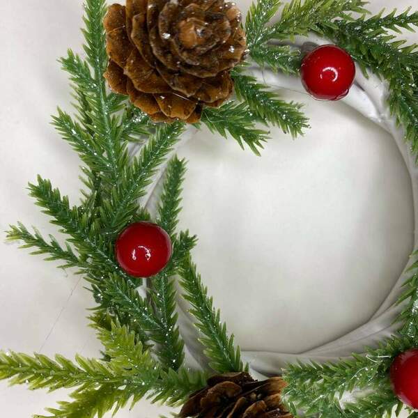 Χειροποιητο διακοσμητικο ασπρο βεργινο στεφανακι για κηροπηγιο - στεφάνια, σπίτι, ρεσώ & κηροπήγια, χριστουγεννιάτικο, διακοσμητικά - 3