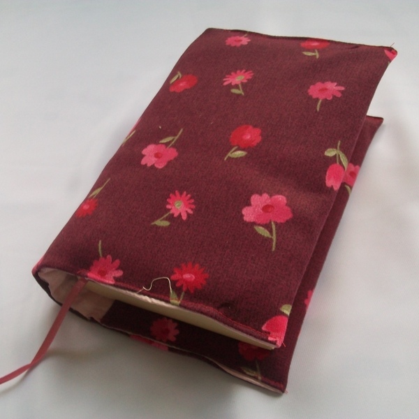 Υφασμάτινη Θήκη/Καλυμμα Βιβλίου σε Βυσσινί Φλοράλ - τετράδια & σημειωματάρια