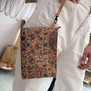 Τσαντάκι Καρπού Φελλός "Paisley Wristlet" - clutch, all day, φελλός, χειρός, μικρές - 2