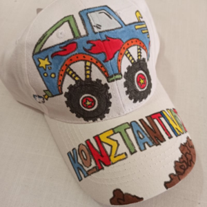 παιδικό καπέλο jockey με όνομα και θέμα ' monster trucks ' ( αυτοκίνητα ) - αγόρι, όνομα - μονόγραμμα, καπέλα, αυτοκίνητα - 3