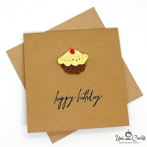 Ευχετήρια κάρτα με πλεκτό Cupcake - γενέθλια, γενική χρήση - 2