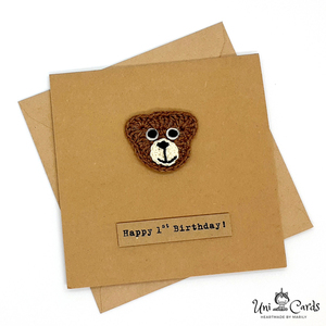 Ευχετήρια κάρτα (βελονάκι) - Αρκουδάκι - γενέθλια, γέννηση, δώρα για μωρά, δώρο για βάφτιση - 2