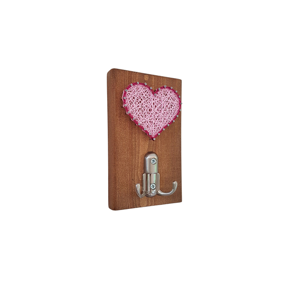 Mini ξύλινη κρεμάστρα "Καρδούλα" - ξύλο, καρδιά, κορδόνια, κρεμάστρες - 2