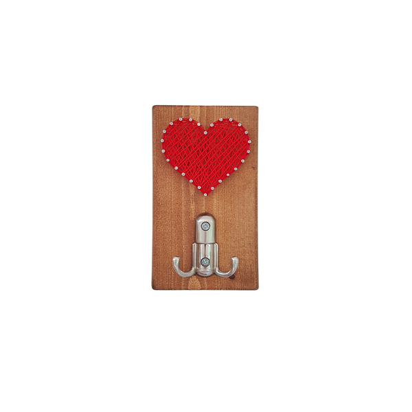 Mini ξύλινη κρεμάστρα "Καρδούλα" - ξύλο, καρδιά, κορδόνια, κρεμάστρες - 3