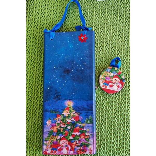 Χριστουγεννιάτικο ξύλινο κάδρο & στολίδι (25*10) - ξύλο, διακοσμητικά, χριστουγεννιάτικα δώρα, στολίδι δέντρου, ξύλινα διακοσμητικά, δέντρο - 2