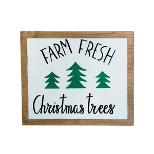 "Farm fresh Christmas trees" - Χριστουγεννιάτικη ξύλινη πινακίδα 30 x 25 εκ - ξύλο, χριστουγεννιάτικο, διακοσμητικά, χριστουγεννιάτικα δώρα, ξύλινα διακοσμητικά τοίχου, δέντρο