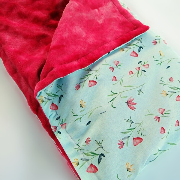 Βρεφική κουβέρτα φλοραλ στο χρώμα της μέντας - κορίτσι, δώρα για βάπτιση, σετ δώρου, δώρο γέννησης, κουβέρτες
