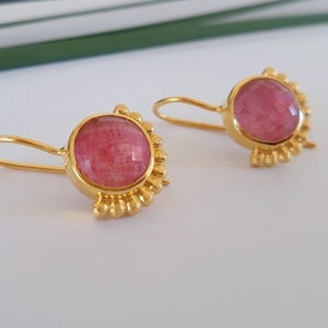 chase the sun Earrings-Χειροποίητα ασημένια σκουλαρίκια με ημιπολίτιμες πέτρες - ασήμι, ημιπολύτιμες πέτρες, επιχρυσωμένα, χειροποίητα, καρφωτά - 4