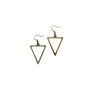 "Triangle Earrings" - Μακριά μεταλλικά σκουλαρίκια - μακριά, boho, μπρούντζος, κρεμαστά, μεγάλα