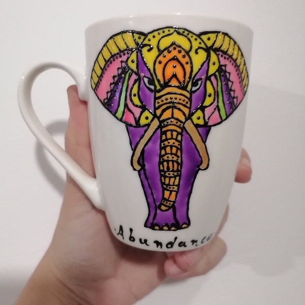 Κούπα ζωγραφιστή "Mandala Elephant" - κούπες & φλυτζάνια