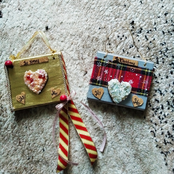 Ξύλινο διακοσμητικό ''1st xmas mr&mrs''(12*10) - ξύλο, mr & mrs, διακοσμητικά, χριστουγεννιάτικα δώρα, πρώτα Χριστούγεννα, προσωποποιημένα - 2