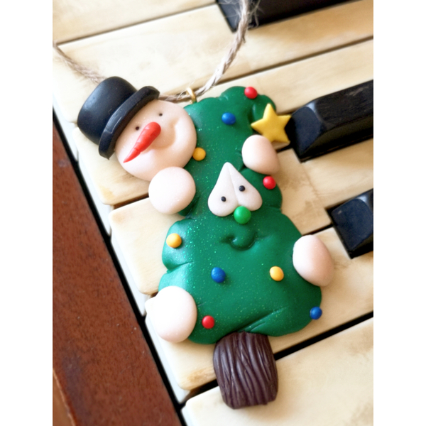 Στολίδι δέντρου χιονάνθρωπος με δεντράκι - χριστουγεννιάτικο, χιονάνθρωπος, στολίδι δέντρου, στολίδια - 3