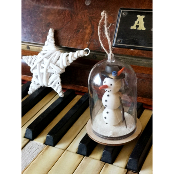 Στολίδι χιονάνθρωπος σε γυάλα - χριστουγεννιάτικο, χριστούγεννα, χιονάνθρωπος, στολίδι δέντρου, στολίδια - 2
