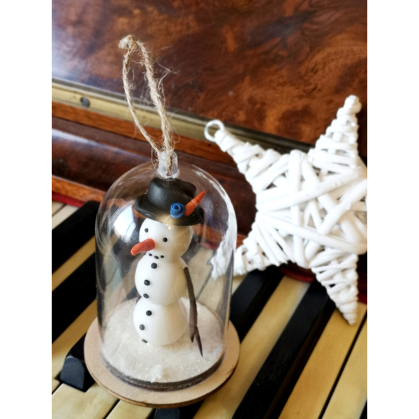 Στολίδι χιονάνθρωπος σε γυάλα - χριστουγεννιάτικο, χριστούγεννα, χιονάνθρωπος, στολίδι δέντρου, στολίδια - 3