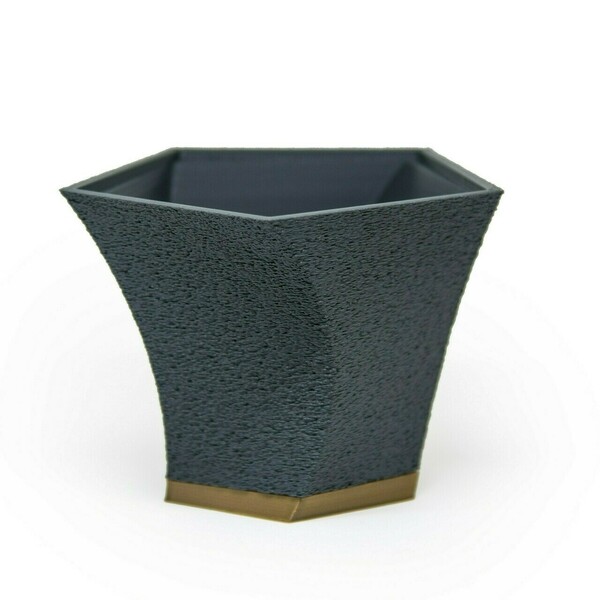 Twisted Desktop Γλαστράκι / Textured grey & gold PLA - κασπώ, πλαστικό