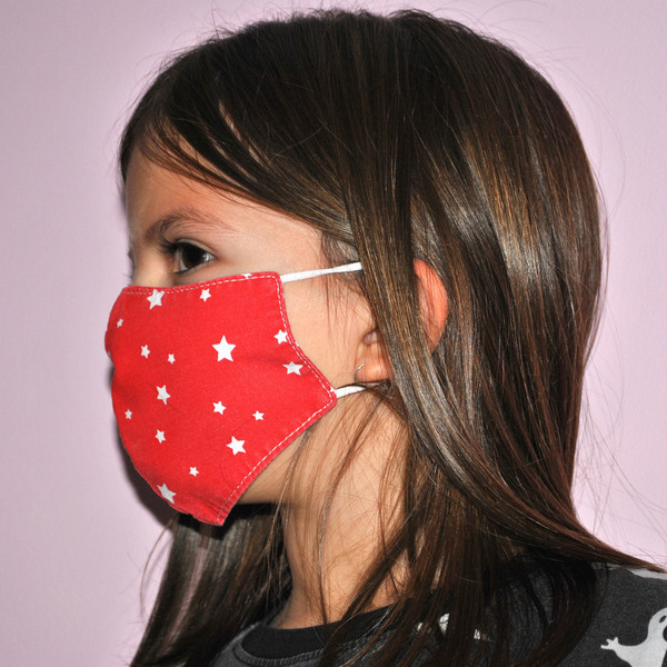 Παιδική μάσκα προστασίας κόκκινα αστέρια - κορίτσι, αγόρι