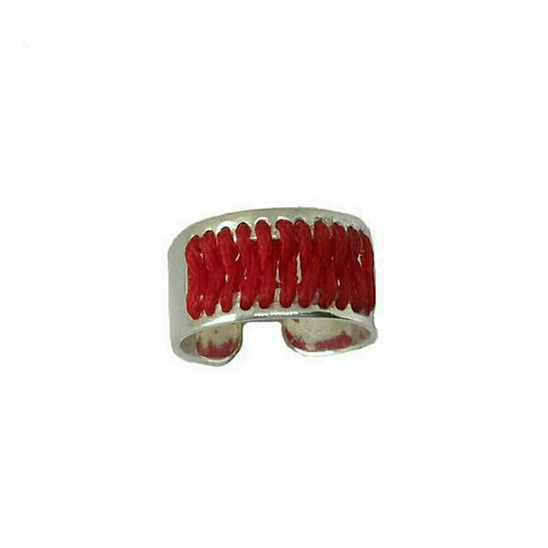 Χειροποίητο δαχτυλίδι με κόκκινη κλωστή - ορείχαλκος, επάργυρα, μικρά, αυξομειούμενα, φθηνά