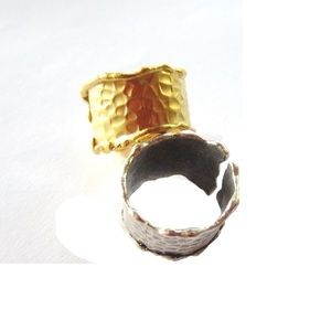 Πλατύ μπρούντζινο αυξομοιούμενο δαχτυλίδι επίχρυσο ή επάργυρο - επιχρυσωμένα, επάργυρα, μπρούντζος, μεγάλα, αυξομειούμενα - 2