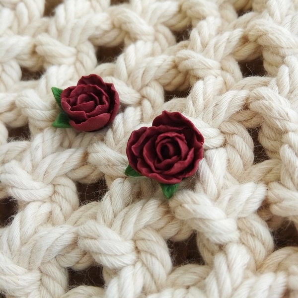 Τριαντάφυλλα σκαλιστά σκουλαρίκια - λουλούδια, romantic, καρφωτά, μικρά, ατσάλι - 2