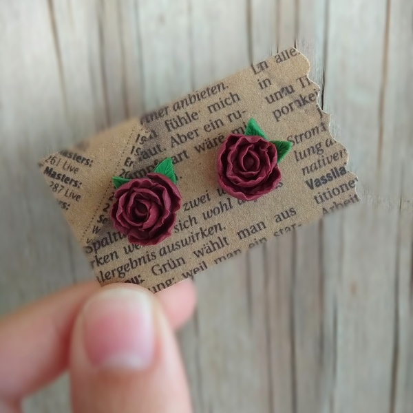 Τριαντάφυλλα σκαλιστά σκουλαρίκια - λουλούδια, romantic, καρφωτά, μικρά, ατσάλι - 3