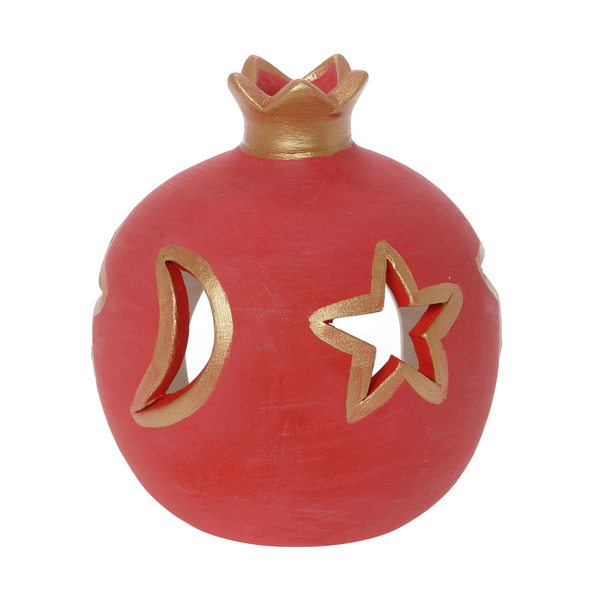 Κεραμικό ρόδι ζωγραφισμένο στο χέρι με κόκκινο και χρυσό χρώμα - πηλός, ρόδι, διακοσμητικά, χριστουγεννιάτικα δώρα