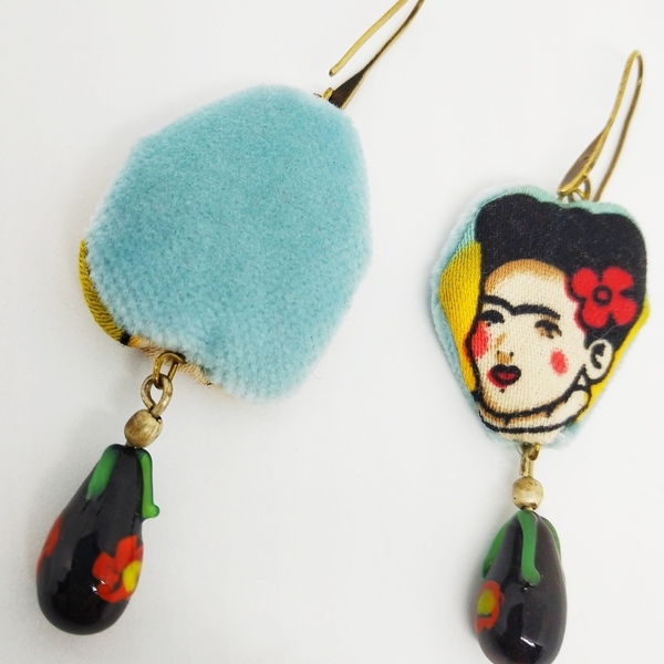 Μεξικανή Ζωγράφος long earrings Φρίντα( σκουλαρίκια) - γυαλί, κρεμαστά - 2