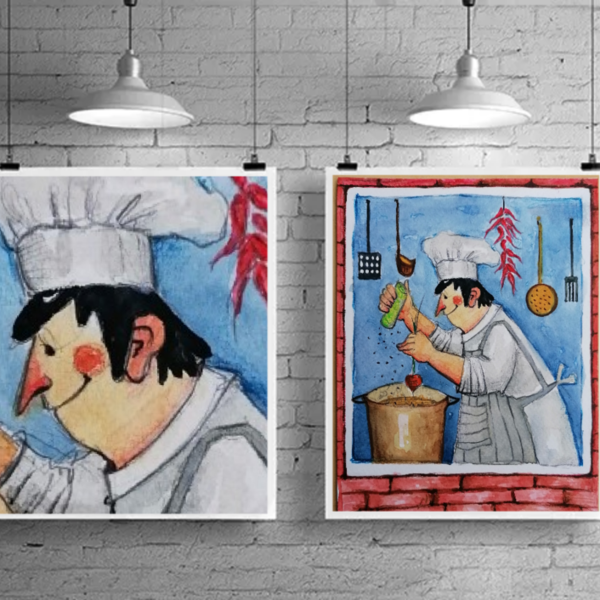 Mάγειρας - Διακόσμηση τοίχου- artprint A5 - πίνακες & κάδρα, αφίσες, πίνακες ζωγραφικής - 2